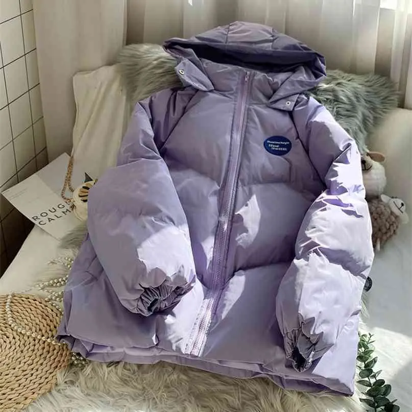 Winter lose und verdickte kleine Kapuze Baumwolle gepolsterte Jacke weißen Mantel Damenmode übergroße Puffer Frauen 210923