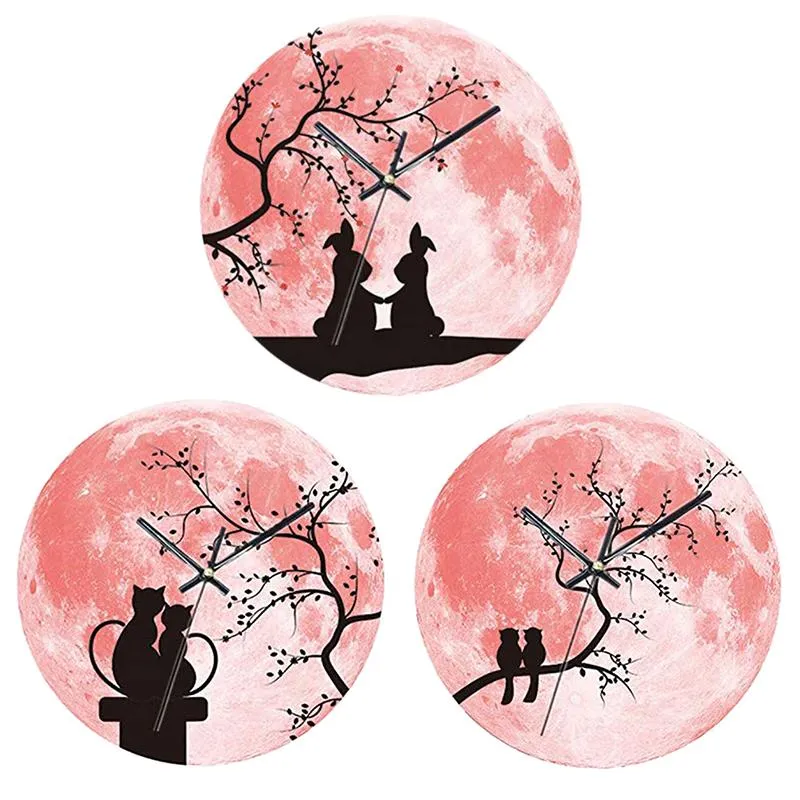 Wall Clocks Lovely Clock Glowing Moon Luminous Moonlight Glow In The Dark For Kids Living Room Baby Playroom Home Office