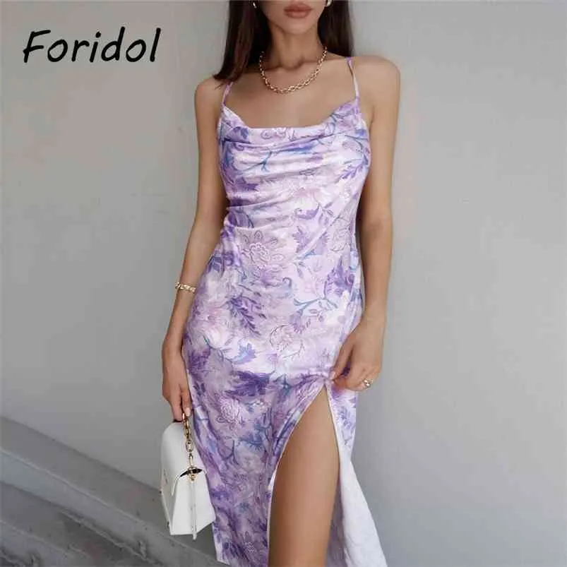 Élégant imprimé floral robe d'été femmes vêtements mode club fête midi sans manches longue robe feminino 210427