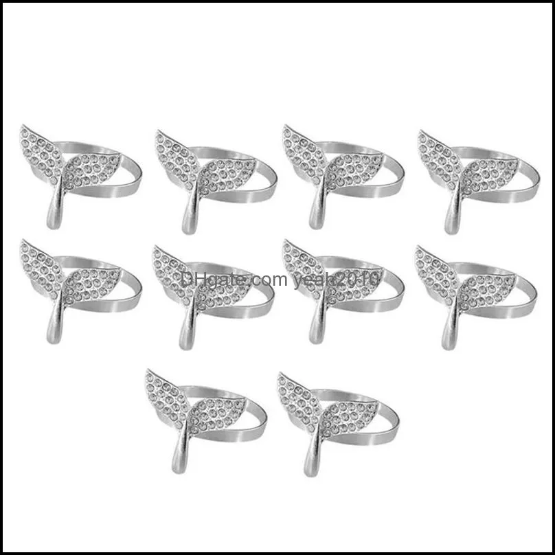 Table Decoration Aessories Kitchen, Dining Bar Home & Gardenwhale Tail Diamond Metal Napkin Rings Set Of 10, Fishtail Holder Ring,Dolphin Ri