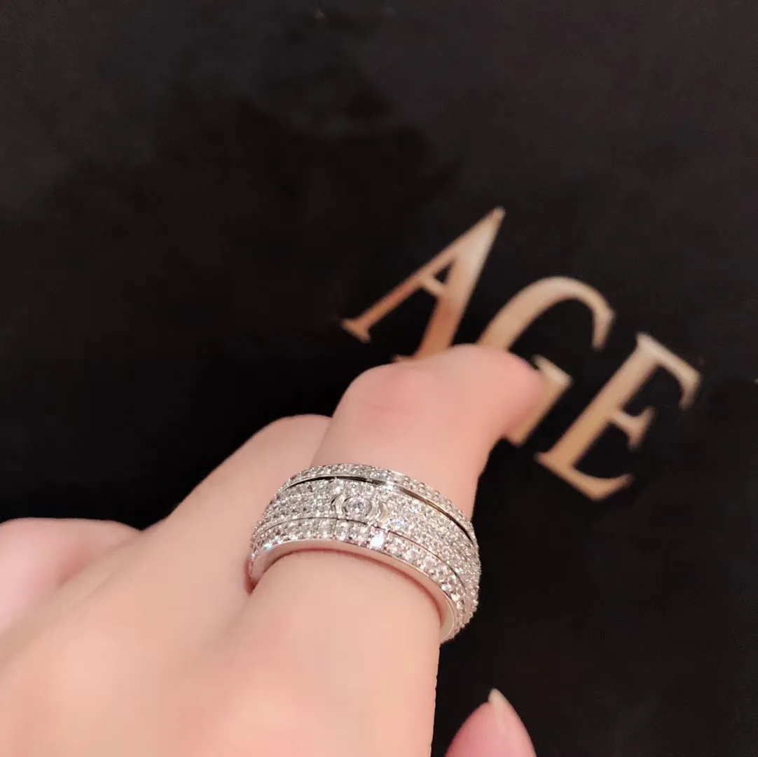 Posesión serie anillo rosa rosa extremadamente 18k chapado en oro plata esterlina joyería de lujo rotatable exquisito regalo marca diseño anillos diamants clásico estilo