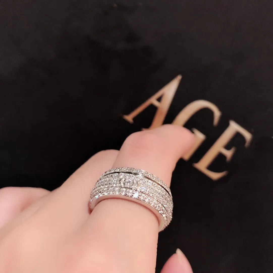 Possession Series Ring Piage Rose Extremt 18K guldpläterad Sterling Silver Luxury Smycken Roterbar Utsökt Present Märke Designer Ringar Diamonds Classic Style