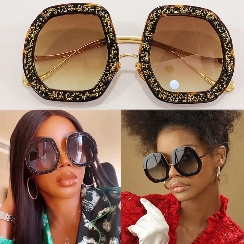 Lunettes de soleil pour femmes Gypsophila Diamants étincelants Belles lunettes Catwalk Grand cadre Branches incurvées en métal Femmes Vacances à la plage Premier choix Top Lunettes UV400