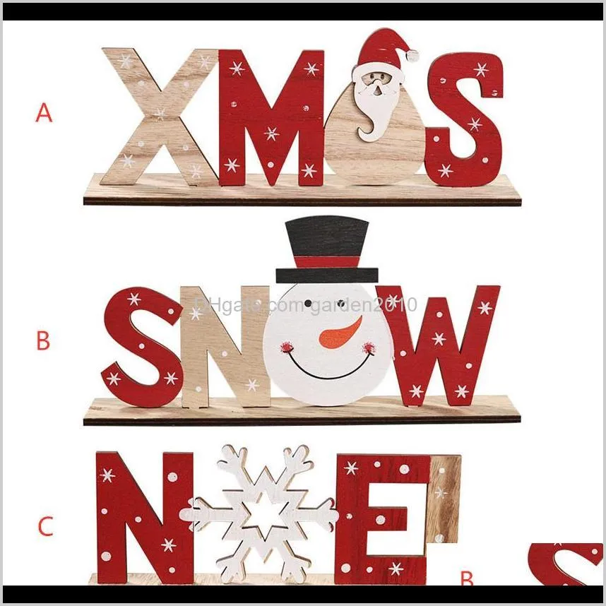 new christmas wooden letter decorations santa claus printed desktop ornaments plywood home decors ornaments a07