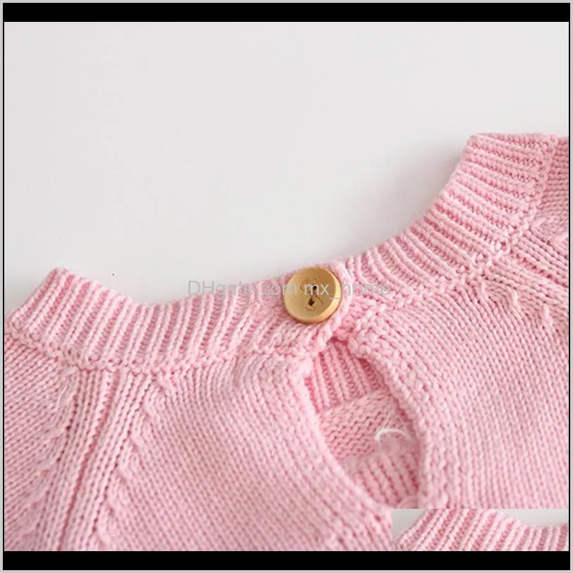 newborn girls autumn knitted rompers long sleeve flocking wool pullover kids onesies girls soft solid outfits 0-3t