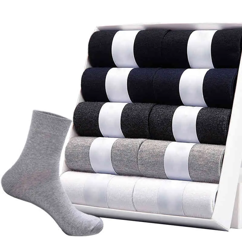 Brand Men's Black Business Casual Breathable Spring Autumn Male Crew Socks Meias Sale Sokken Size38-45