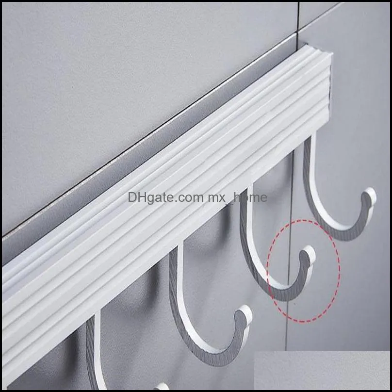 Aluminum towel hook bathroom kitchen wall hanging door back row hook coat hanger free punch A0609