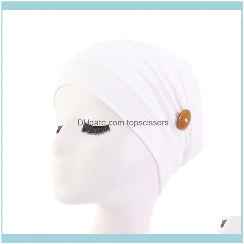 Chemo Hat Soft Cotton Loss Cancer With Button For Wearing Ear Protection Turban Women Sleep Cap Ladies Headwear1