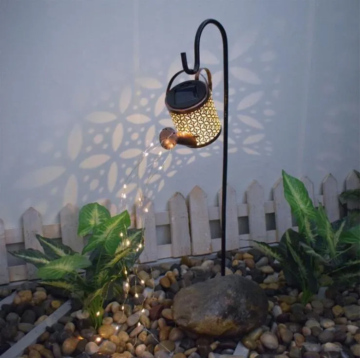 DHL Lampada da giardino moderna e semplice, luce solare creativa, bollitore in ferro, doccia, presa da pavimento, luci esterne, giardini, decorazione del paesaggio