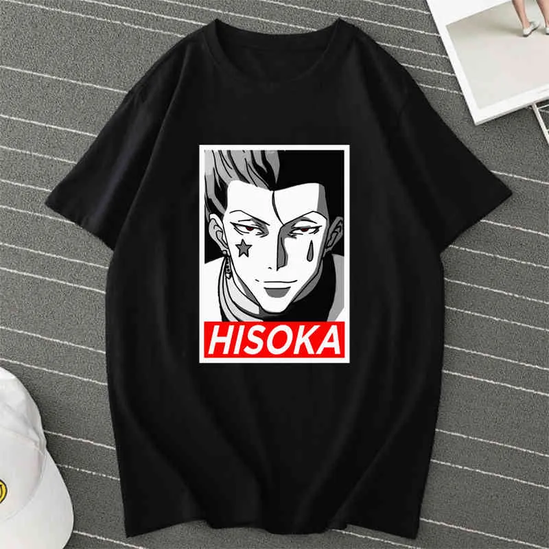 Hunter X Hunter Anime Мужская футболка Топы Tees Tees Killua Zoldyck Devil Eye Teeshirt Топы Короткая Рукав Случайные Мужские Футболка Одежда Мужской Y0408