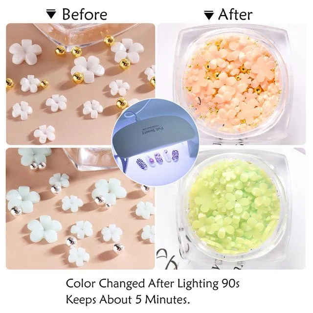 Color Changing Nail Stickers With 5 Flower Petals, 3D White Floral Mixed  Beads, Gem Balls, And Charms Perfect Nails Decoration Accessories In A Box  From Zd201415, $0.45