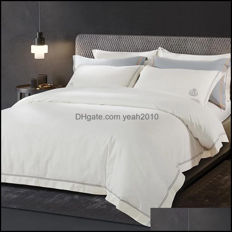 Luxury Egypt Cotton Sanding Simple Hotel Style Bedding Set Warm Duvet Cover Set Bed Sheet Pillowcases Queen King Size 4Pcs