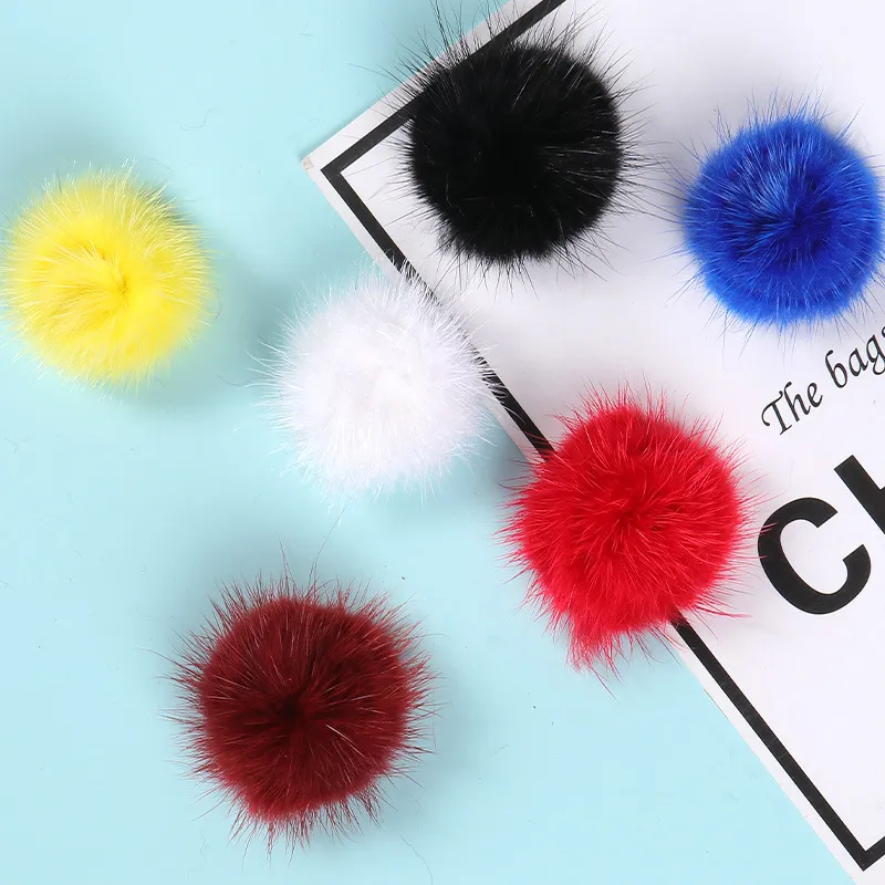 3 cm Real Norek Fur Ball Decoration Puff Pom Balls do tkaniny Breloki Kapelusze Torby Phone Support Dostosowywanie