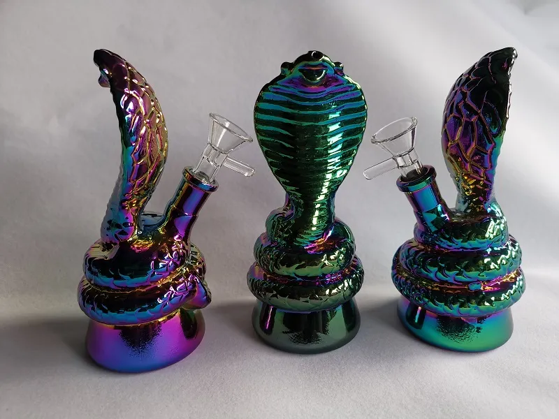 DHL 5,2 pouces Rainbow Color verre Cobra Pyrex bécher bongs Filtre Fumer avec poignée vers le bas Bol recycleur plates-formes pétrolières Conduite d'eau