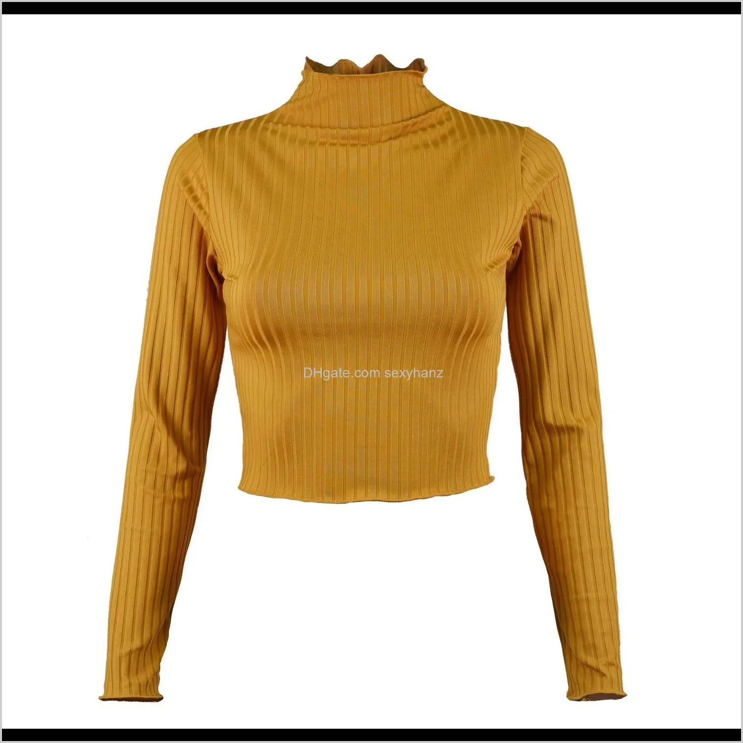 new ladies autumn and winter half necked solid color long sleeved knit top casual three dimensional high-necked collar