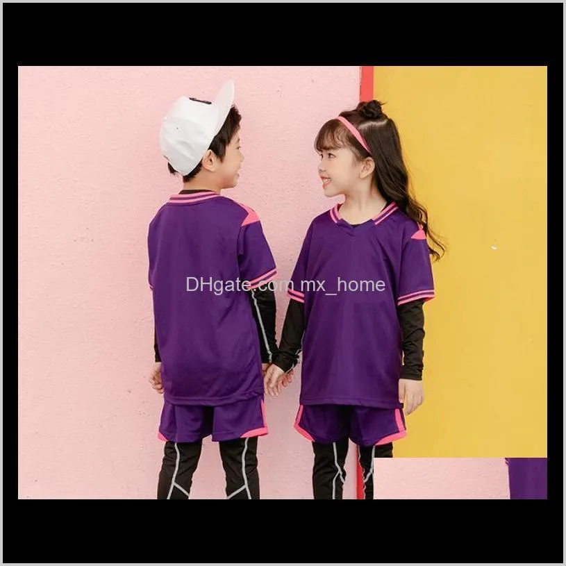 new summer jersey children`s football suit customized boys` football training suit boys` and girls` primary school students` team uniform