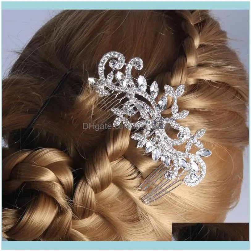 Rose Gold Color Wedding Hair Combs For Bride Crystal Rhinestones Pearls Women Hairpins Bridal Jewelry Accessories Clips & Barrettes