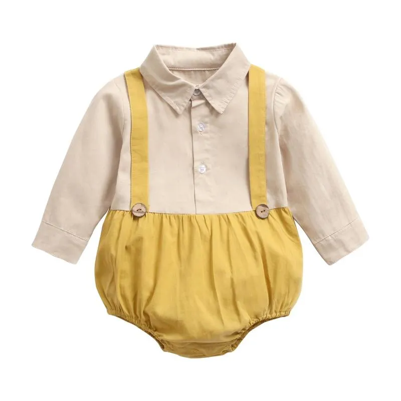 Jumpsuits One-piece Solid Color Children Romper Boys Girls Baby Spring And Autumn Long-sleeved Born Clothes Korean