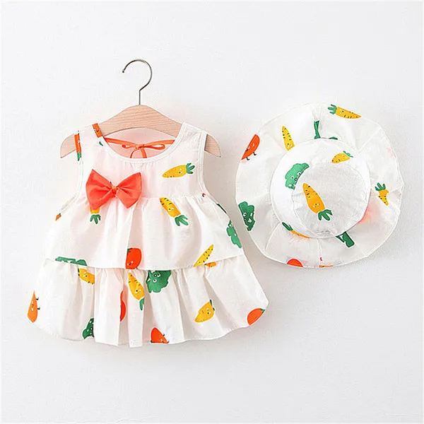 Sommer Neugeborenes Baby Mädchen Kleid Kleinkind Infant Gedruckt Prinzessin Kleider für 1 Jahr Mädchen Geburtstag Kleidung Mit Hut Baby Outfits q0716