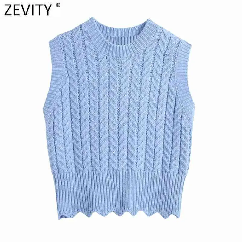 Femmes Solid Color Crochet Casual Slim Court Tricot Gilet Pull Femme Chic O Cou Sans Manches Gilet Tops SW697 210416