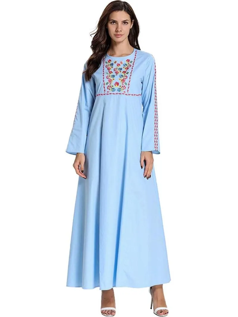 Этническая одежда плюс размер исламская одежда мусульманская макси -платье Kaftan Robe Pakistan Turkish Turkey Dubai Вышивка Abayas for Women233s