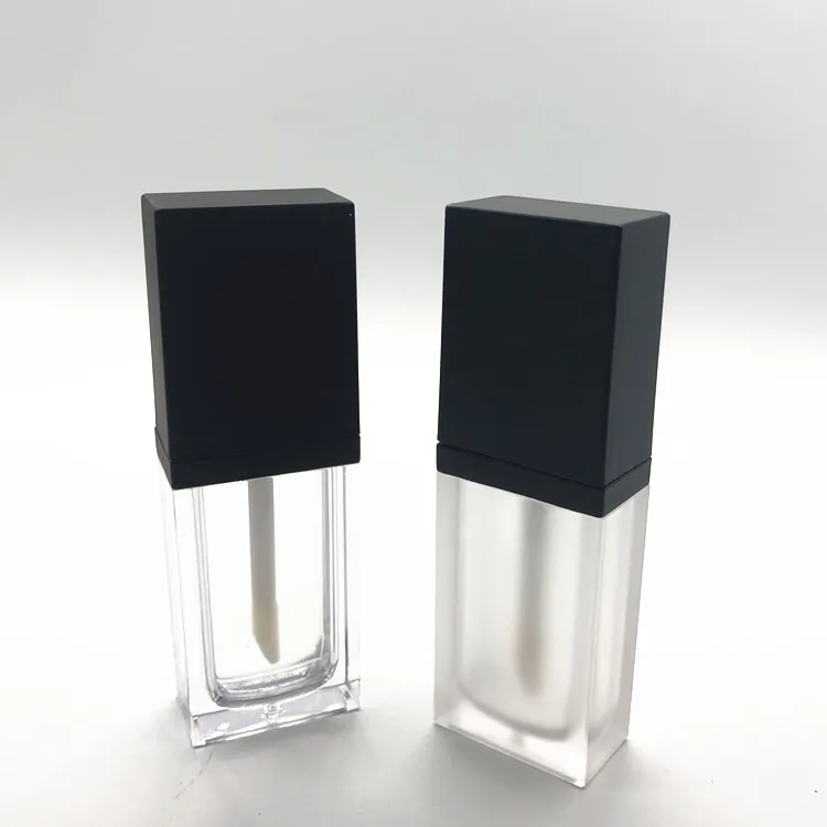 8ml 고품질 사각형 빈 립글로스 튜브 투명 입술 밤색 병 브러쉬 컨테이너 DIY 미니 리필 병 립 광택 튜브