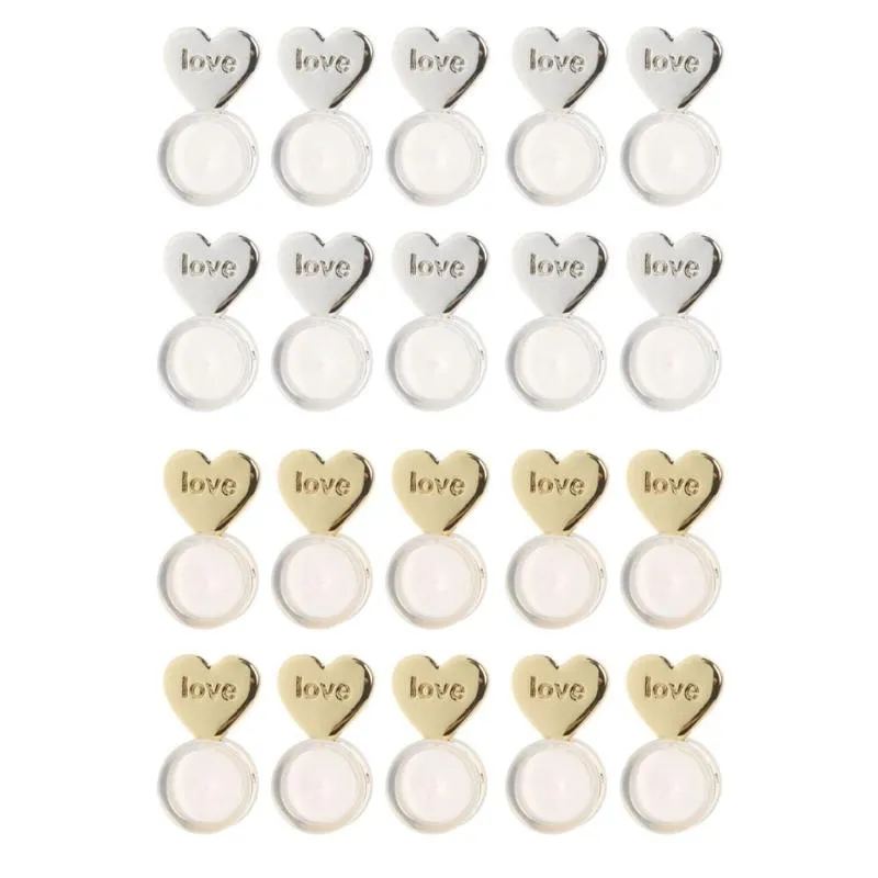 20pcs Heart Love Magic Pendientes Elevadores Ascensores Atrás Ajustes  Ajustable Hipoalergénico Tuercas Oreja Lobo Soporte Stud