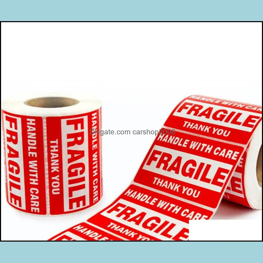 2`` x 3`` Fragile Stickers with Care Warning Shipping Labels Stickers Thank you sticker 500 Labels/Roll