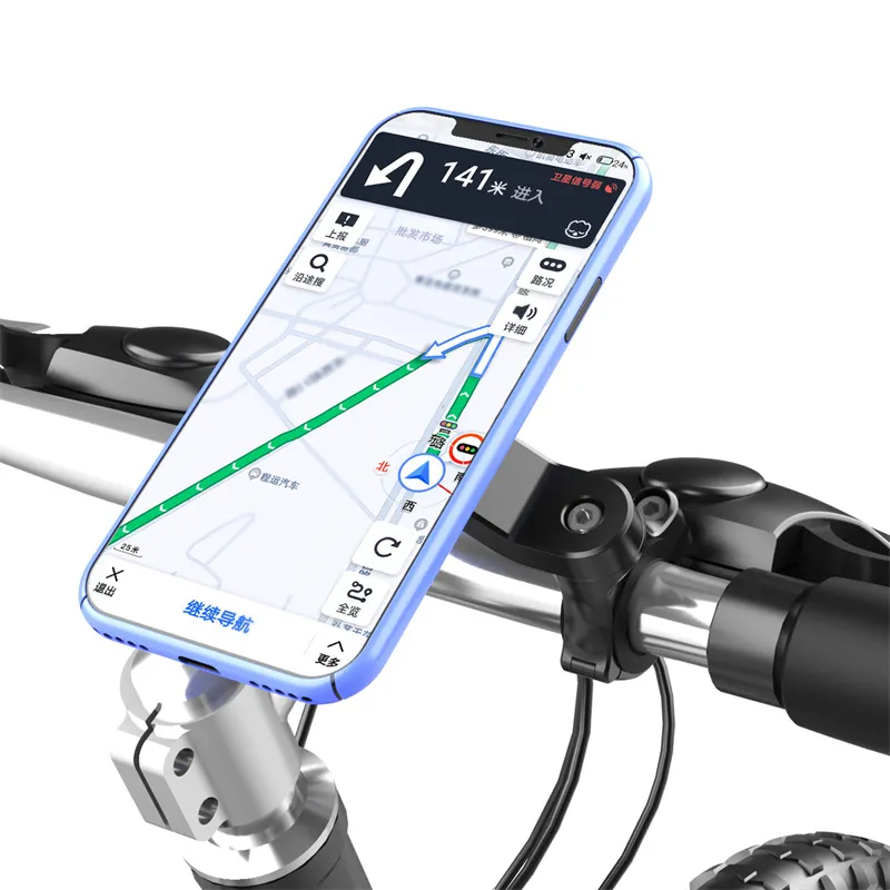 Universal Firm Mountain Bike Motorcykel Telefonhållare Cykel Mobil Stand Snabbmontering Väghandtag Stam Ridning MTB Bracket