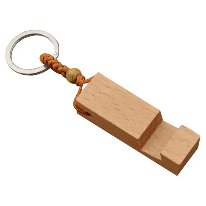 Creative Mini Portable Wooden Mobile Phone Holder Portable Wooden Key Chain Gift Wholesale LX4481