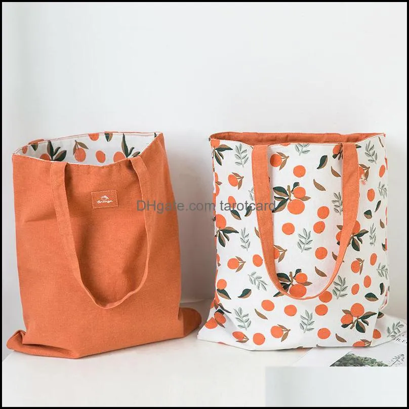 Cotton Shopper Fabric Double-sided Dual-use Hand Bag and Linen Pocket Handbag Shopping Storage Grocery