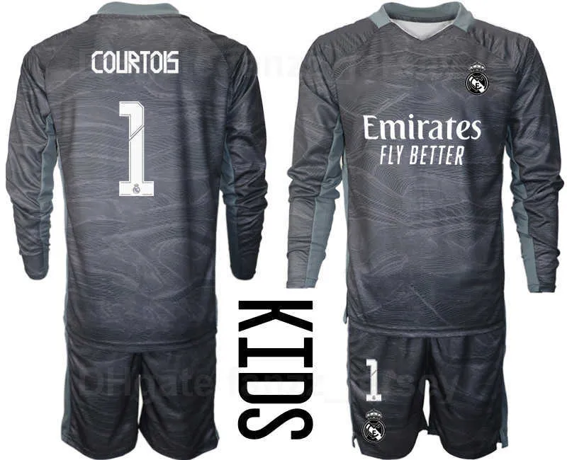 Kids Long Sleeve Youth Real Madrid Goalkeeper Jersey Goalie Set