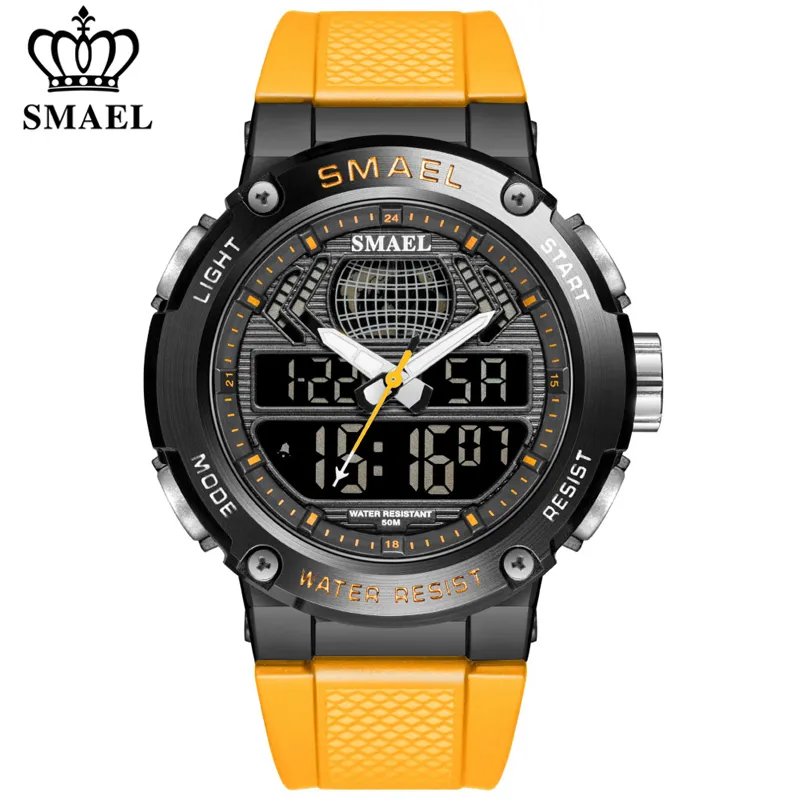 Smael 새로운 패션 남자 디지털 손목 시계 방수 쿼츠 스포츠 망 시계 탑 럭셔리 브랜드 다기능 전자 시계 X0524