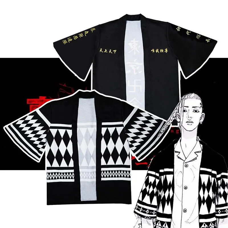 T-shirt da uomo 2021 Tokyo Revengers Cosplay Cloak Anime Black White Tops Uomo Donna T Shirt Streetwear Streetwear Harajuku Felpe Abbigliamento unisex