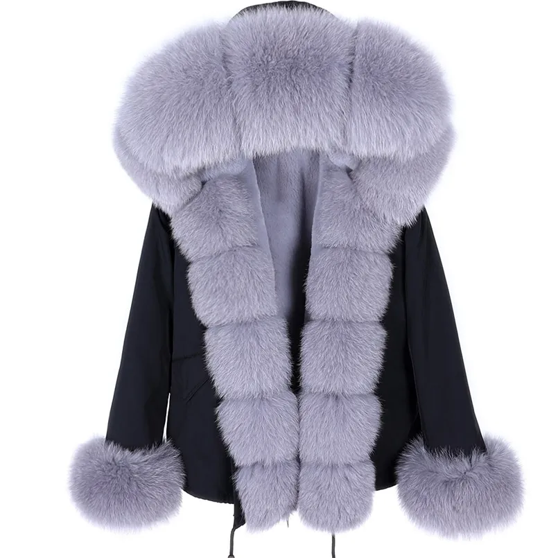 Маомаоконг Parka зимняя куртка женская реальная шуба большая натуральная енота из енота шерсть густой теплый короткий короткометражный паркулят 211007