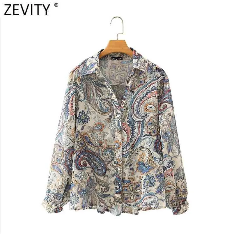 Femmes vintage noix de cajou imprimer décontracté smock chic blouse dames rétro paisley affaires blusas femininas chemise hauts LS7003 210420