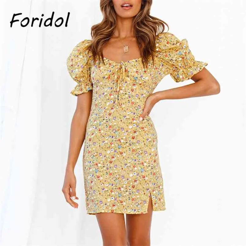 Мода цветочные принт женские платья летняя сторона с коротким рукавом мини случайный Boho Beach ES Vestido Feminino 210427