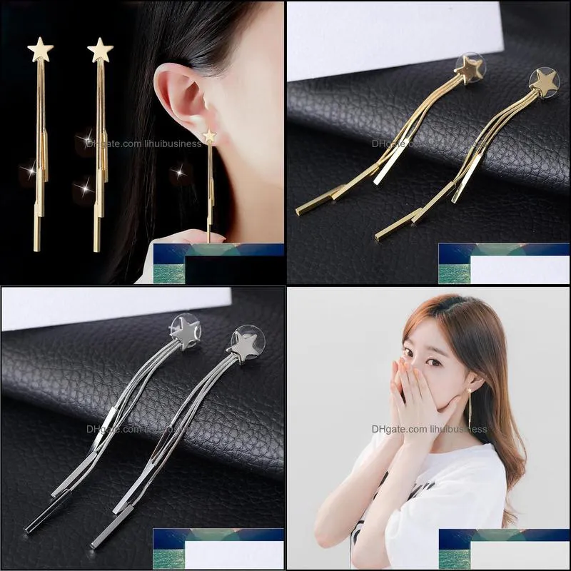 Fancy&Fantasy Fashion Long Tassel Earing for Women Gold & Silver Color Star Earring Earrings Hot Wedding Jewlery