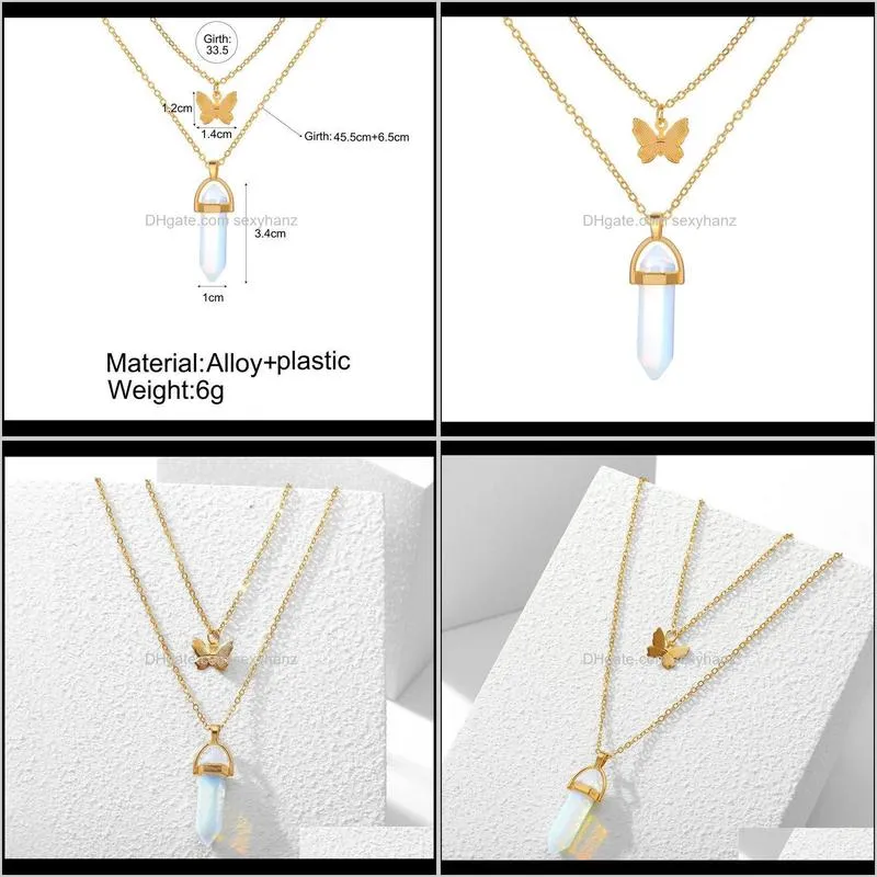 crystal stone butterfly necklace gold chains butterfly pendant multi layer necklace chokers women fashion jewelry will and sandy new