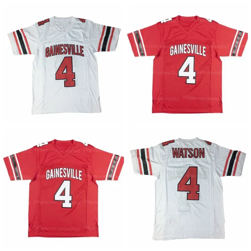 Anpassad #4 Deshaun Watson High School Football Jersey Ed White Red Size S-4XL Top Quality