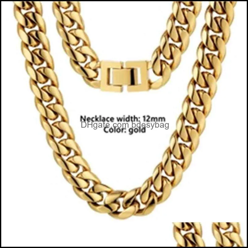 KRKC&CO Wholale Custom Hip Hop Cuban Curb Link Mens  Stainls Steel 14k 18k Gold Plated Chain Necklace Cuban Link Chain