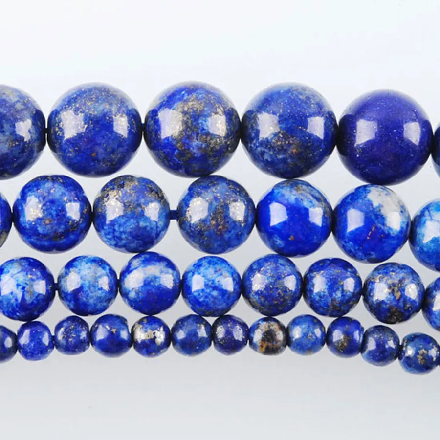 WOJIAER Natürliche Lapislazuli-Perlen, rund, lose Edelsteine, für die Herstellung von Armbändern, Schmuck, 4/6/8/10 mm, BY917