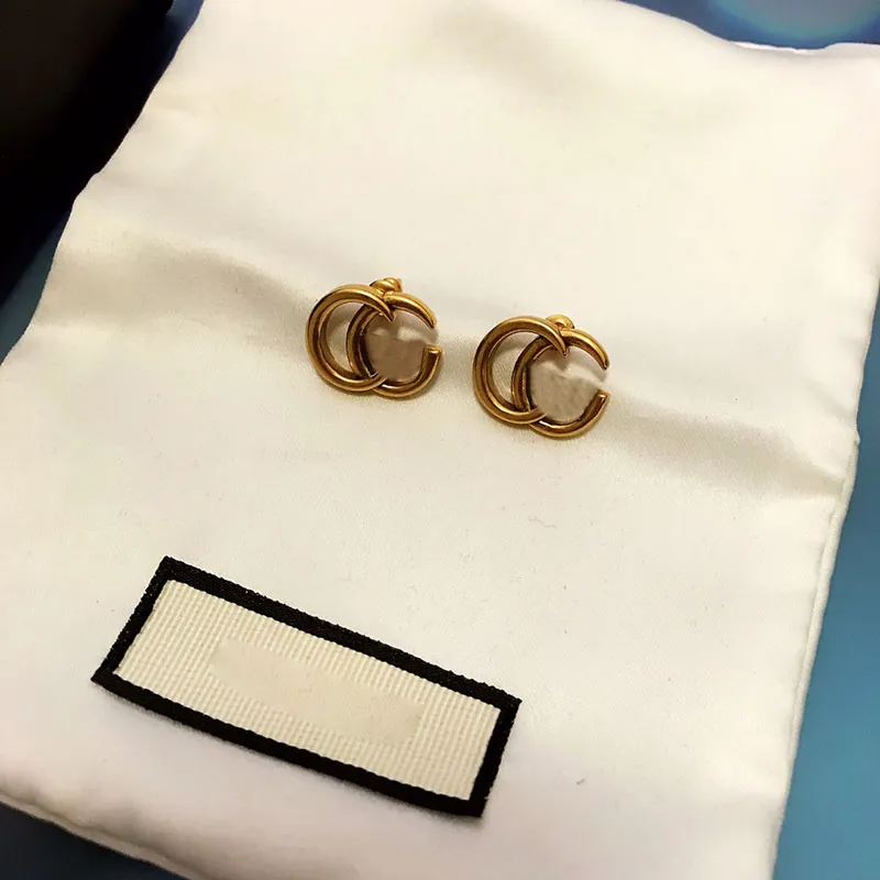 Chic Charme Stud Ohrring Frauen Gold Eardrop Vintage Hohl Brief Ohrringe Persönlichkeit Party Schmuck Mit Box Paket