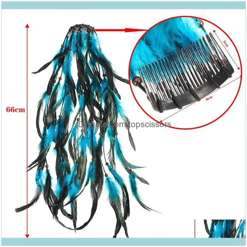 Haimeikang Boho Peacock Headpiece Headdress Headband Women Festival Feather Hippie Hair Accessories1