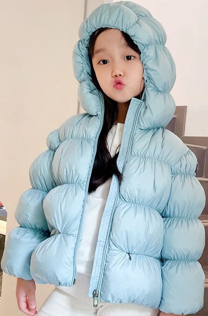 Men's Down Parkas Cute Girls Hooded Down Jacket Winter Kids Girl Lotus Root Bubble Coat Children Warm Thick Parka Coats De1l