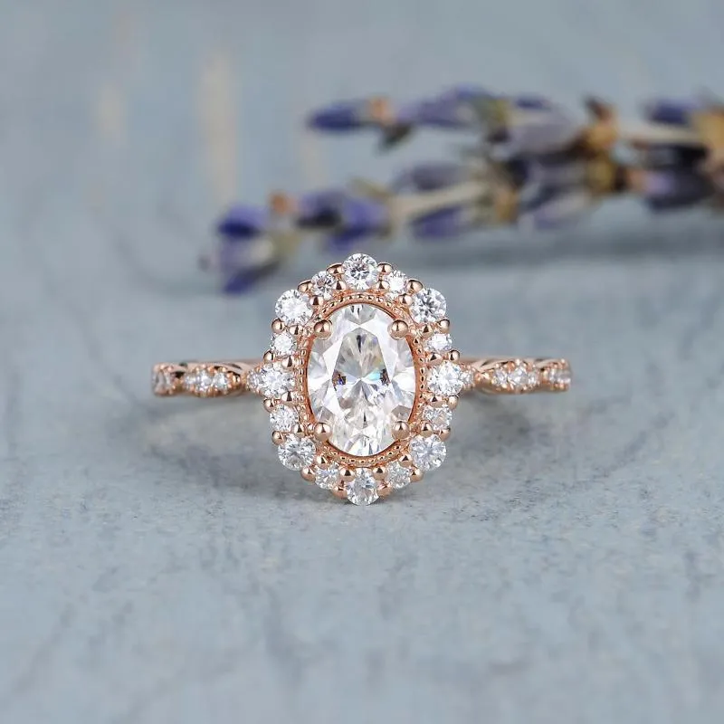 Fedi nuziali squisita oro rosa placcato ovale taglio zircone anello di fidanzamento anello principessa anniversario gioielli regali di amante bianca