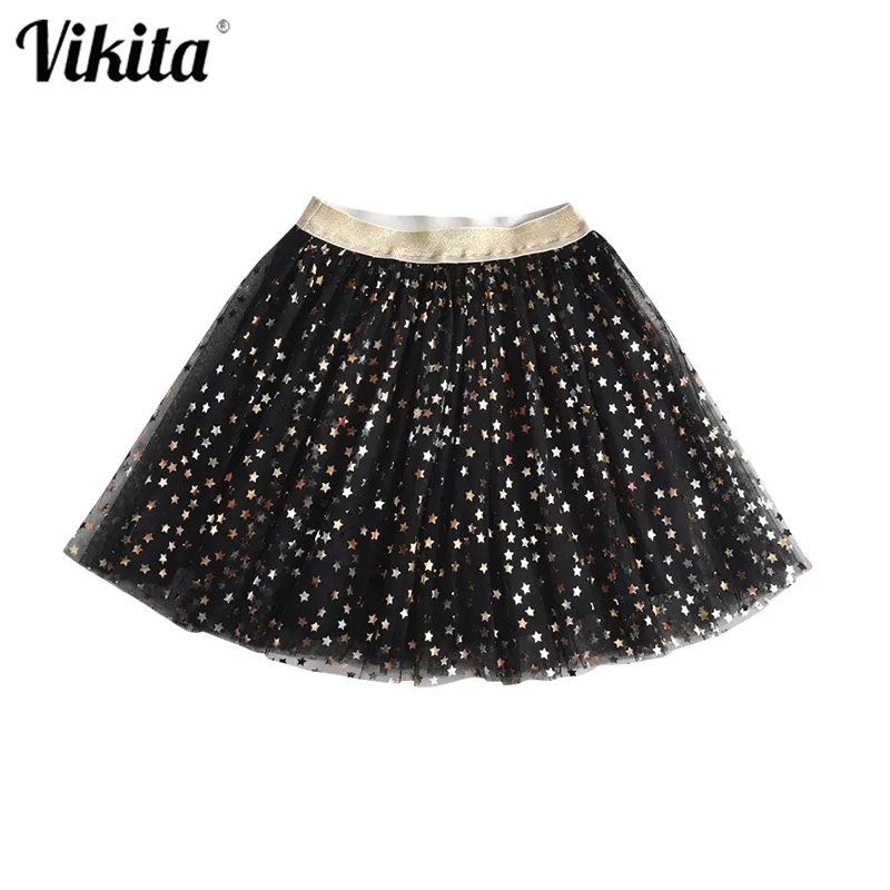 VIKITA Babyröcke für Mädchen Pettiskirts Sterne Pailletten Ballkleid Kleinkinder Party Kawaii Minirock Kinderrock Kinderkleidung 210331