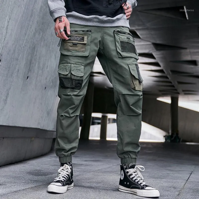 Black Cargo Pants Men Hip Hop Streetwear Joggers Sweatpant Fashion ...