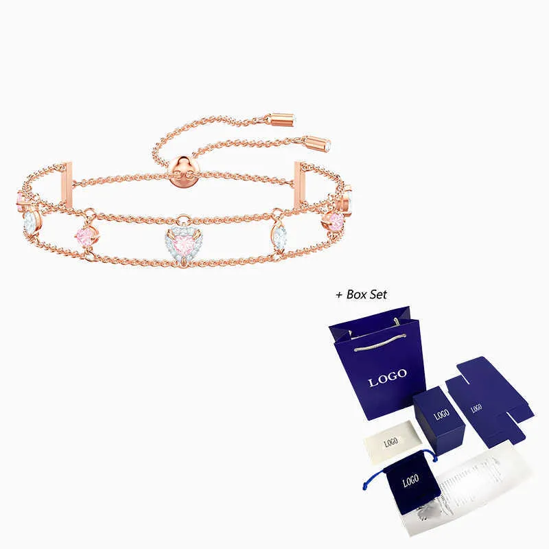Мода SWA New Rose Gold Bracte дизайн светло-розовый сердце в форме кристалл украшения хрусталя дамы романтические роскоши высокие украшения подарок