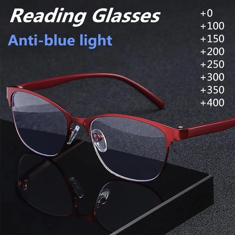 Güneş gözlüğü moda çelik deri anti-mavi tam kare okuma gözlükleri yaşlı erkekler ve kadınlar için iş bilgisayar